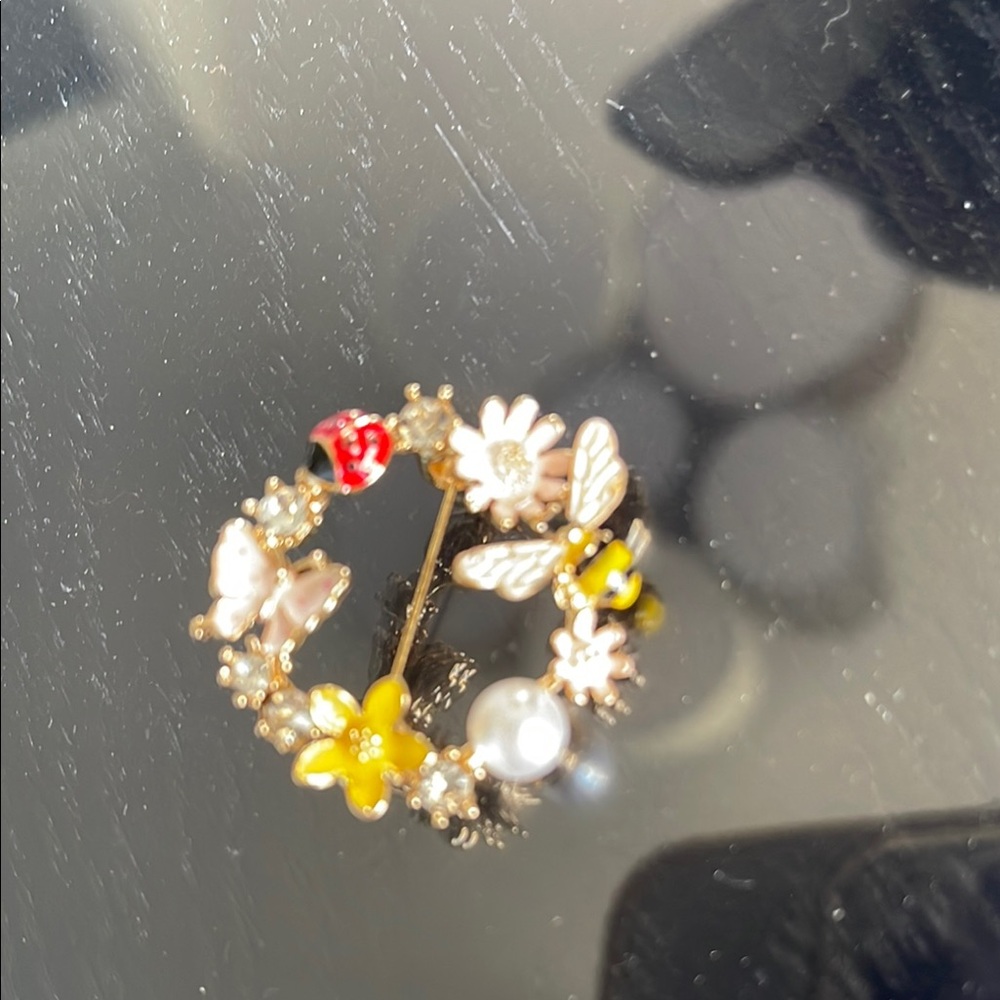 Floral and Insect Themed Brooch